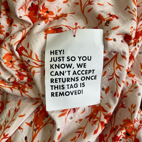 Topshop Eyelet Jersey V Neck‎ Midi Dress Floral orange Cut Out 14 NWT - Picture 6 of 6